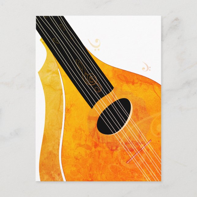 Carte Postale Instrument de musique artistique bouzouki orange (Devant)