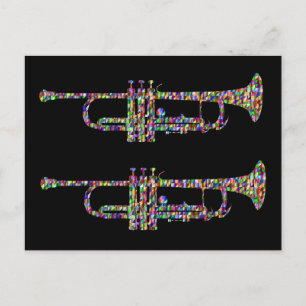 Carte Postale instrument musical de trompette funky
