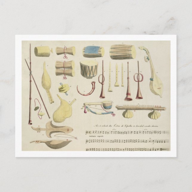 Carte Postale Instruments de musique indiens, plaque 23 de 'Orie (Devant)