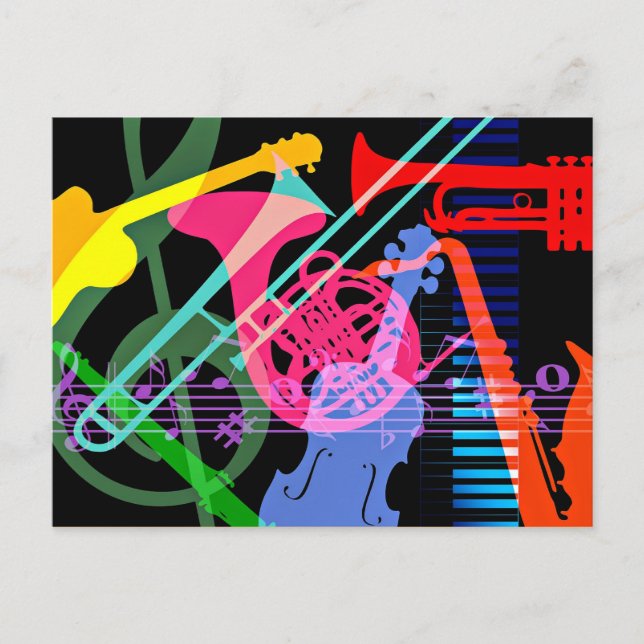 Carte Postale Instruments de musique Pop Art Design (Devant)