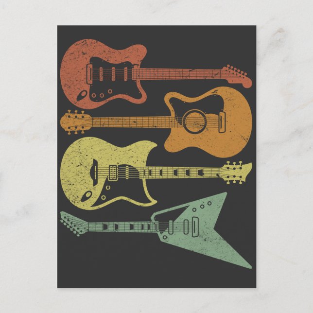 Carte Postale Instruments de musique rétro guitariste Guitare Vi (Devant)