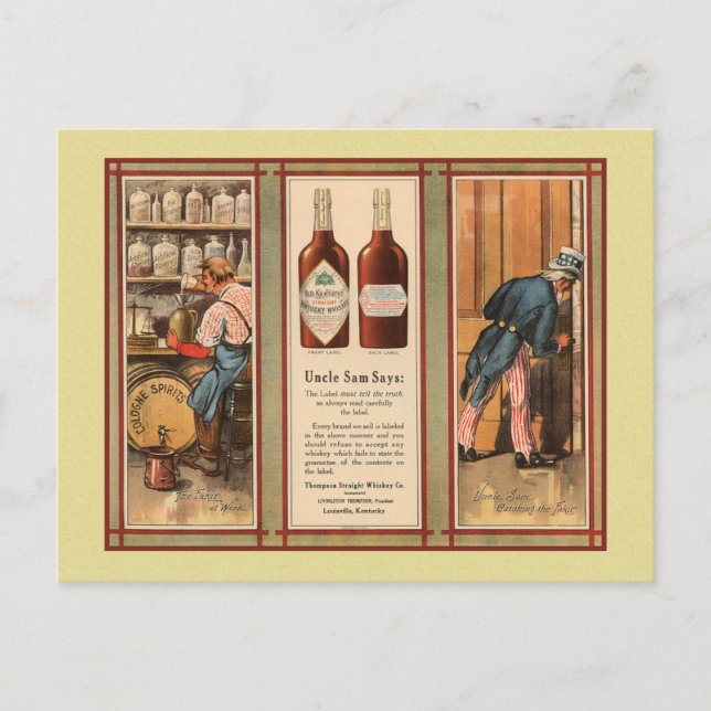 Carte Postale Interdiction de l'Oncle Sam du Kentucky Bourbon (Devant)