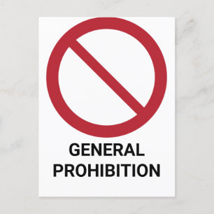 Carte Postale Interdiction générale, signe d'interdiction
