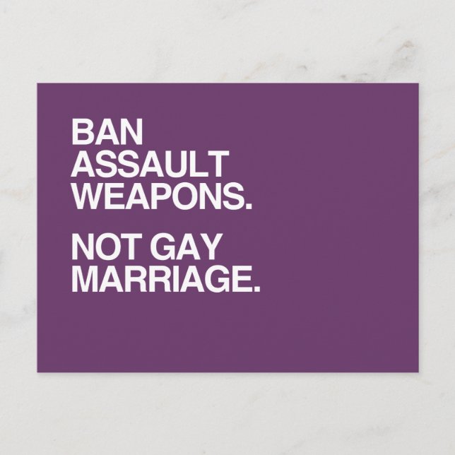 CARTE POSTALE INTERDIRE LES ARMES D'AGRESSION NON LE MARIAGE HOM (Devant)