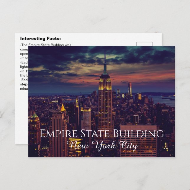 Carte Postale Intéressant Empire State Building Faits (Devant / Derrière)