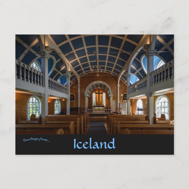 Carte Postale Intérieur de l'église bleue à Seyðisfjörður Island (Devant)
