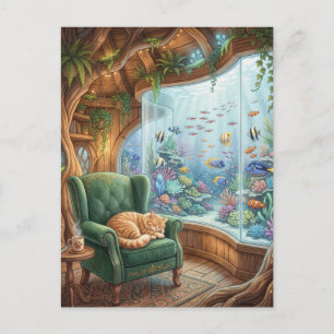 Carte Postale Intérieur Fantaisiste de Cabane dans l'Arbre avec