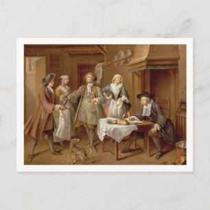 Carte Postale Interior of a Kitchen with Figures Tasting
