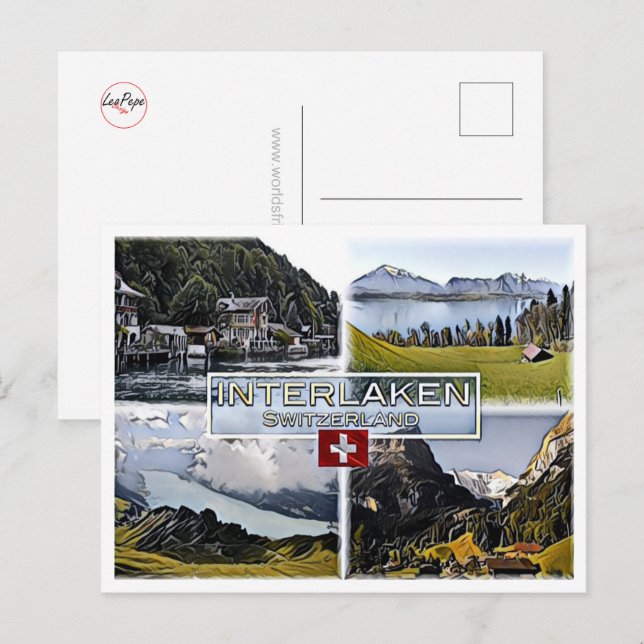 Carte Postale Interlaken - Suisse - Mosaic - (Devant / Derrière)