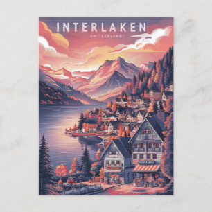 Carte Postale Interlaken Suisse Saison Rouge