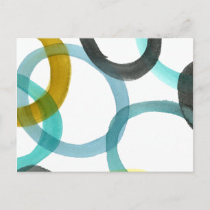 Carte Postale Interlocking Yellow & Blue Circles