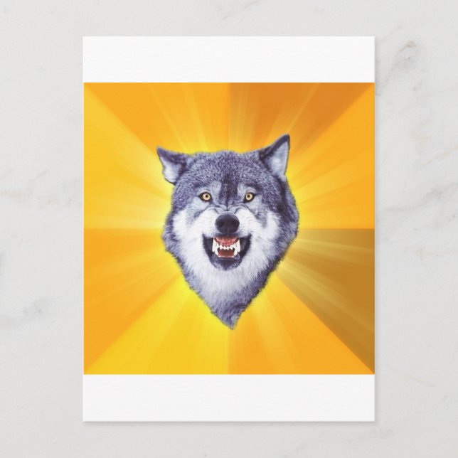 Carte Postale Internet animal Meme de conseil de loup de courage (Devant)