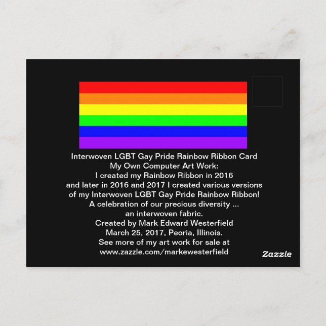 Carte Postale Interwoven LGBT Gay pride Rainbow Ribbon! (Dos)