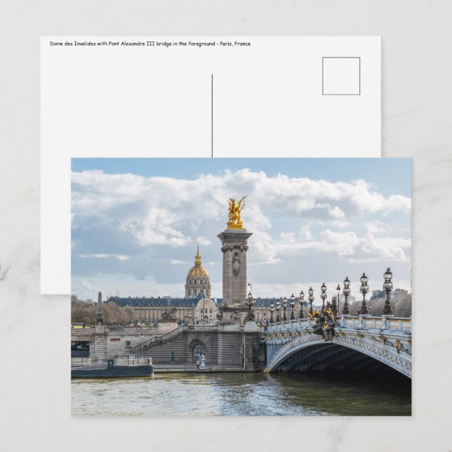 Carte Postale Invalides et pont Alexandre III - Paris (Devant / Derrière)