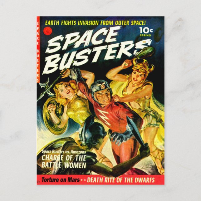 Carte Postale Invasion spatiale de belles femmes Aliens (Devant)