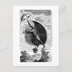 Carte Postale Invention vintage de la machine à voler victorienn