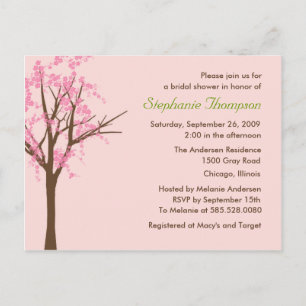 Carte Postale Invitation à la douche nuptiale Cherry Blossom