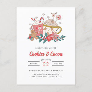 Carte Postale Invitation à la fête Cookies et Cocoa