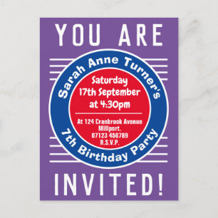 Carte Postale Invitation à la fête d'anniversaire des 7 ans d'un