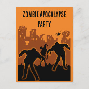 Carte Postale Invitation à la fête d'apocalypse zombie