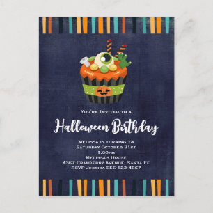 Carte Postale Invitation à la fête de Cupcake pour Halloween Dép