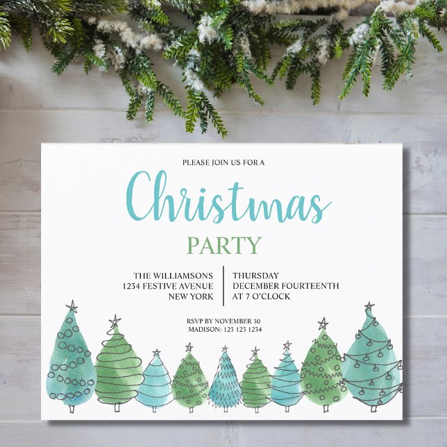 Carte postale Invitation à la fête de Noël vert (Créateur téléchargé)