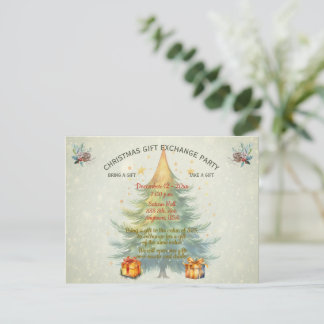 Carte Postale Invitation à la fête d'échange de cadeaux de Noël