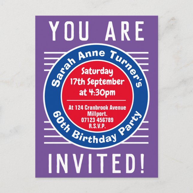 Carte Postale Invitation à la fête du 60e anniversaire (Devant)