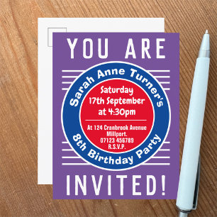 Carte Postale Invitation à l'anniversaire des 8 ans d'un enfant