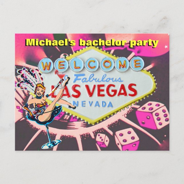 Carte Postale Invitation à une soirée de Bachelor Party à Las Ve (Devant)