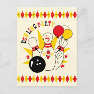 Carte postale Invitation Anniversaire Cute Bowling