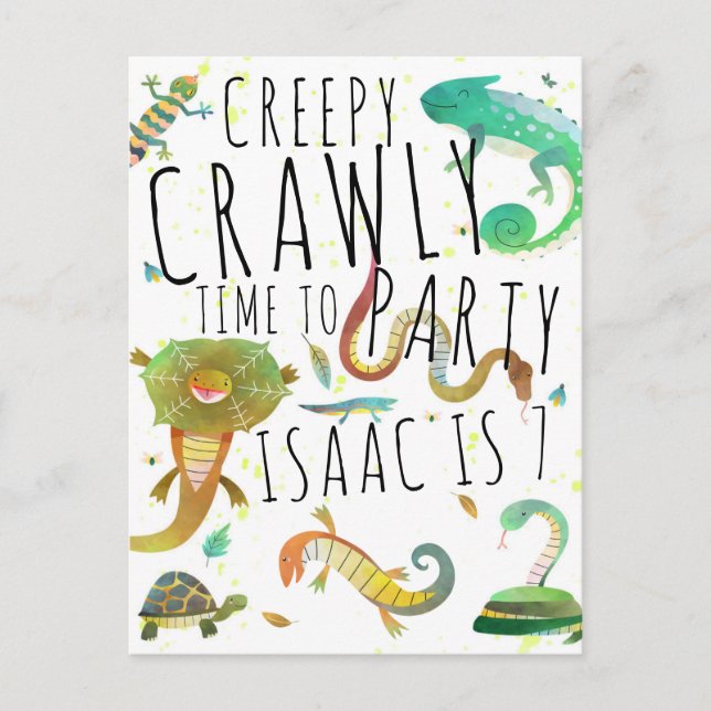Carte postale Invitation Anniversaire Reptile (Devant)