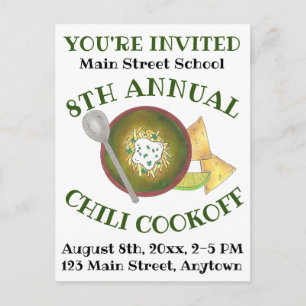 Carte Postale Invitation annuelle Chili Cookoff Cook Off Event