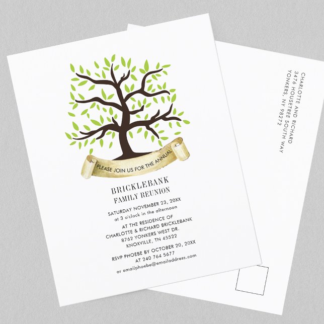 Carte postale Invitation Arbre généalogique de la  (Family Reunion Genealogy Tree Invitation Postcard)