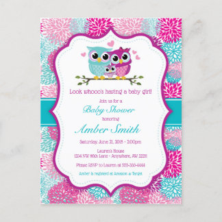 Carte Postale Invitation au Baby shower de fille de hibl
