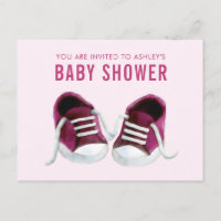 Carte postale Invitation Baby shower Basket rose