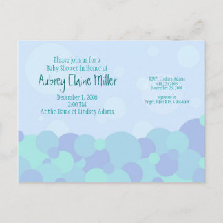 Carte Postale Invitation Baby shower bulles