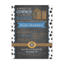 Invitation Baby shower Chalkboard Cowboy