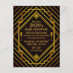 Carte Postale Invitation Baby shower de Gatsby Gold 2020