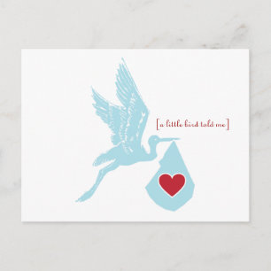 Carte postale Invitation Baby shower de la cigogne