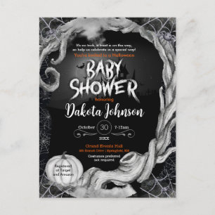 Carte Postale Invitation Baby shower d'Halloween noir avec Regis