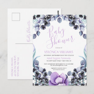 Carte postale Invitation Baby shower Floral Berry