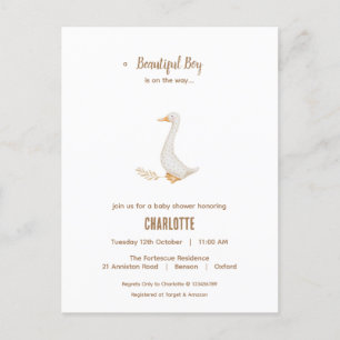 Carte postale Invitation Baby shower Goose