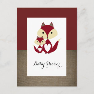 Carte Postale Invitation Baby shower Red Fox Burlap