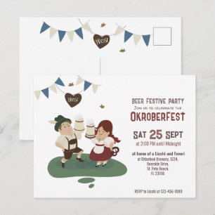 Carte Postale invitation bavarois gai et joyeux Oktoberfest