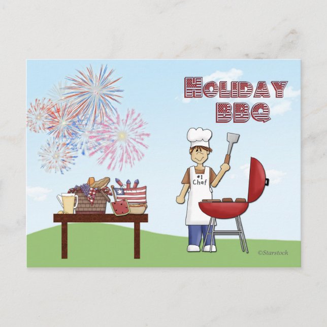 Carte postale Invitation BBQ Vacances (Devant)