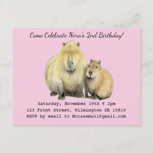 Carte Postale Invitation Capybara