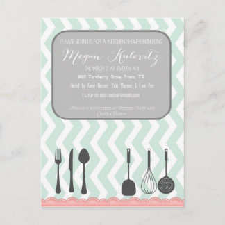 Carte Postale Invitation chic Chevron Shabby
