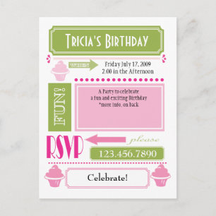 Carte Postale Invitation Cupcake