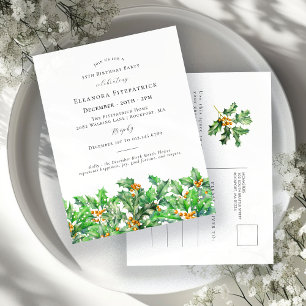 Carte Postale Invitation d'anniversaire 55 ans avec houx de déce